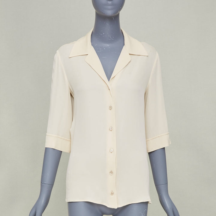 GUCCI 2017 GUCCIFY printed back cream viscose silk short sleeve shirt IT40 S