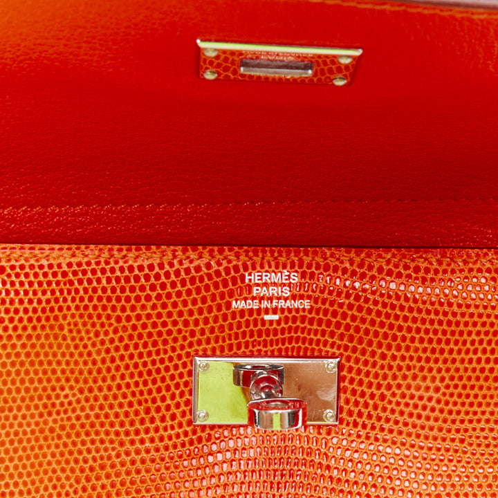 HERMES Kelly Short orange shiny liz leather PHW classic wallet