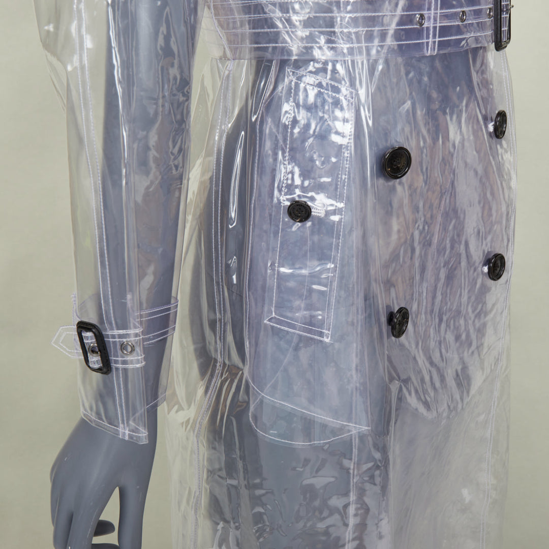 BURBERRY 2018 Runway transparent clear vinyl plastic double breasted trench M
