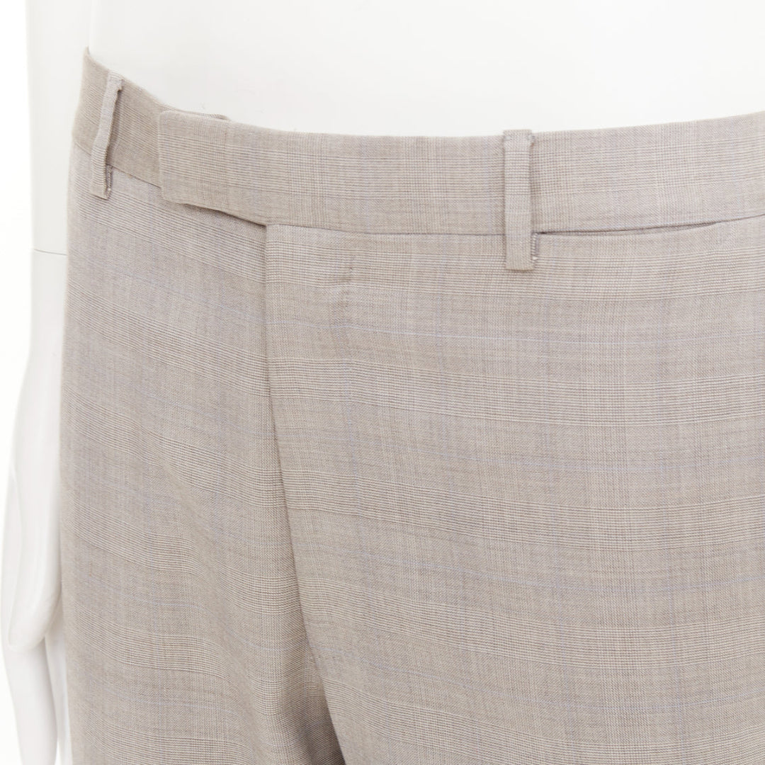 HERMES beige wooly high waisted flat front cropped trousers IT52 XL