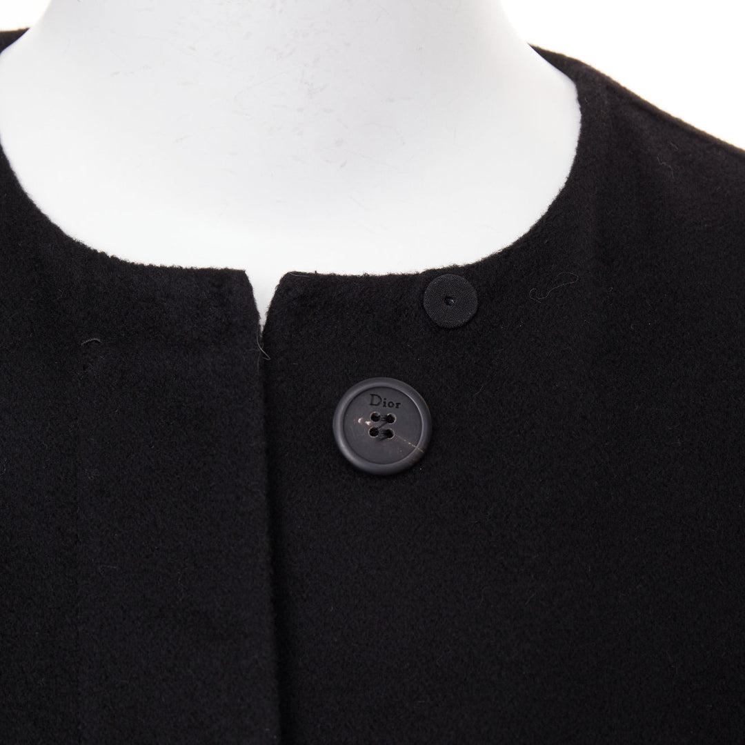 DIOR black  lightweight double faced 100% cashmere flared hem coat FR34 XS