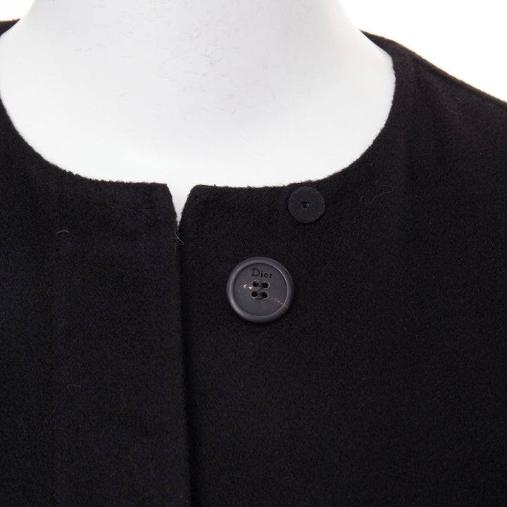 DIOR black  lightweight double faced 100% cashmere flared hem coat FR34 XS