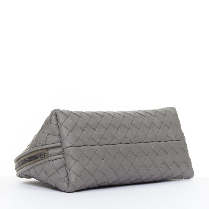 BOTTEGA VENETA Intrecciato leather grey travel vanity wash vanity cosmetic pouch