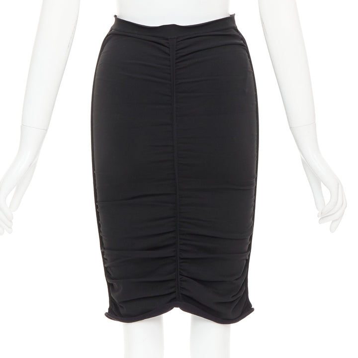 ALEXANDER WANG black ruched gathered high waisted pencil skirt S