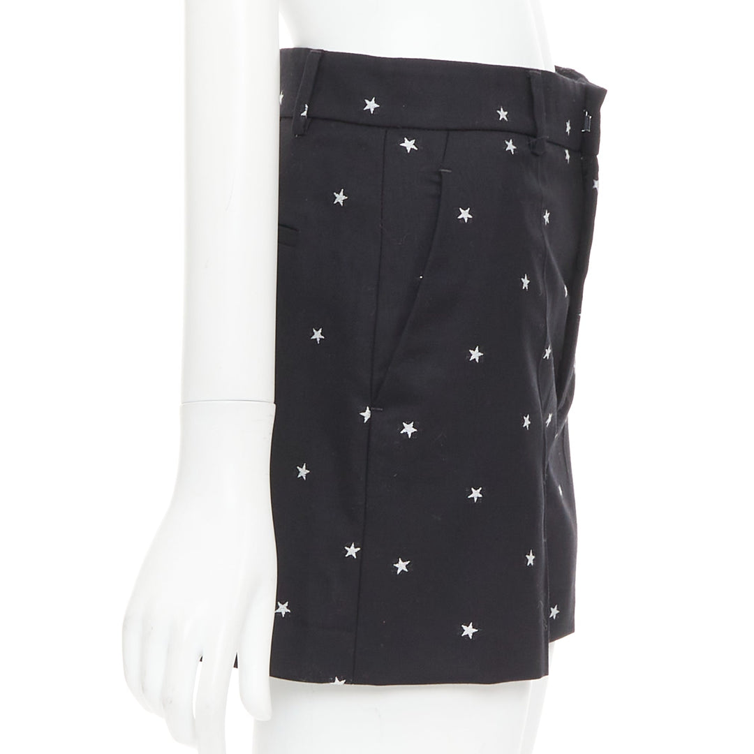 RED VALENTINO black white star intarsia wool blend mini shorts IT38 XS