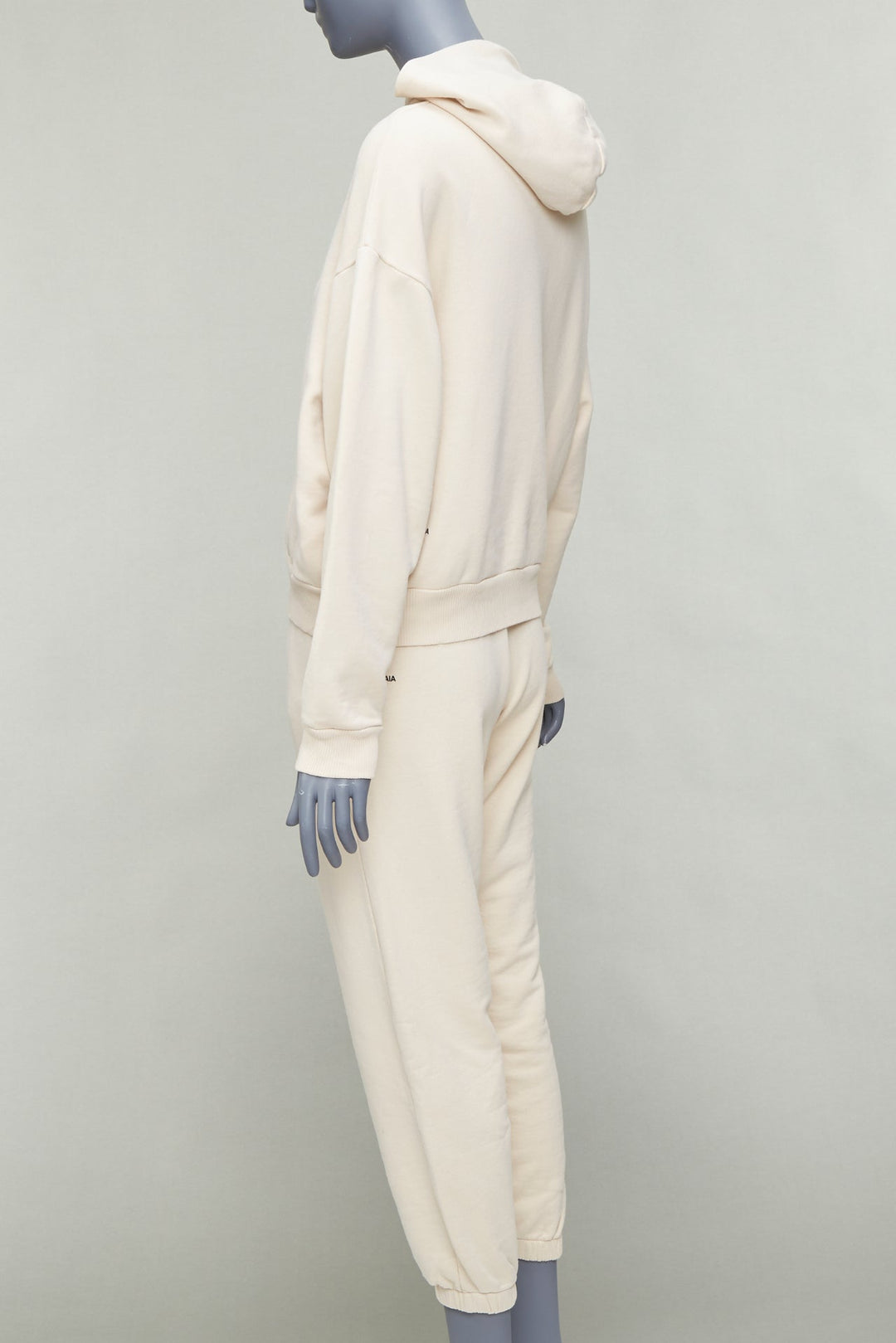 PANGAIA cream organic recycled cotton hoodie jogger pant set XXS