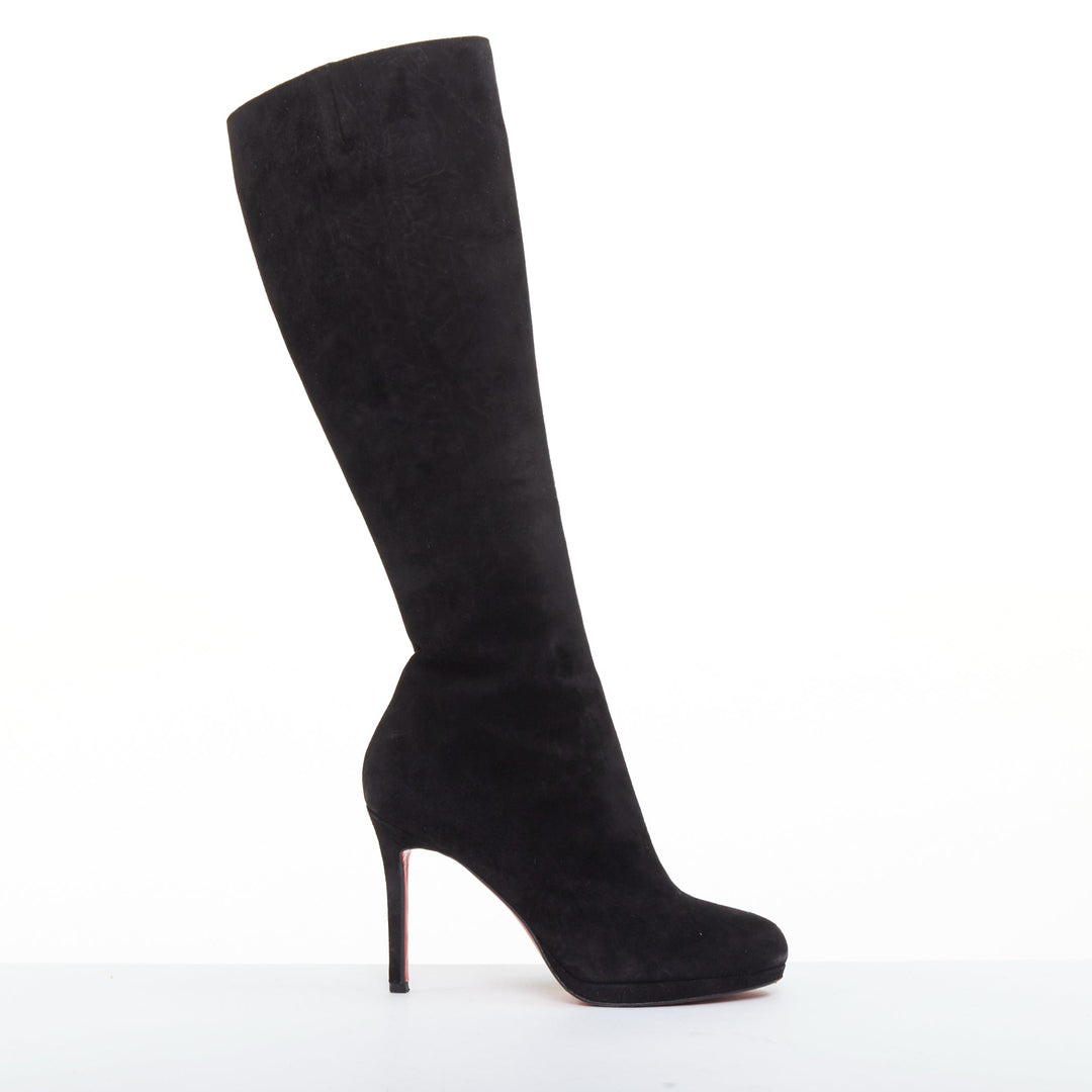 CHRISTIAN LOUBOUTIN Botalili 100 veau velour black suede platform boots EU37.5