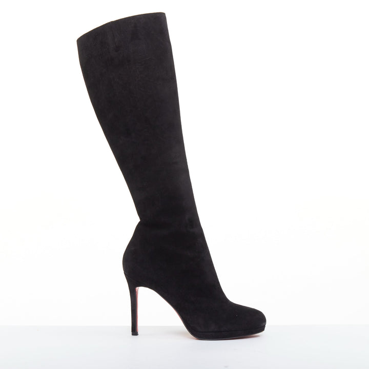 CHRISTIAN LOUBOUTIN Botalili 100 veau velour black suede platform boots EU37.5