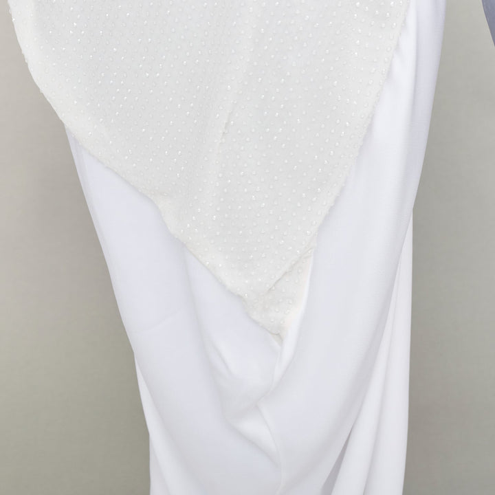 FERRAGAMO Maximilian Davis 2023 Bridal white crystal draped asymmetric gown IT4