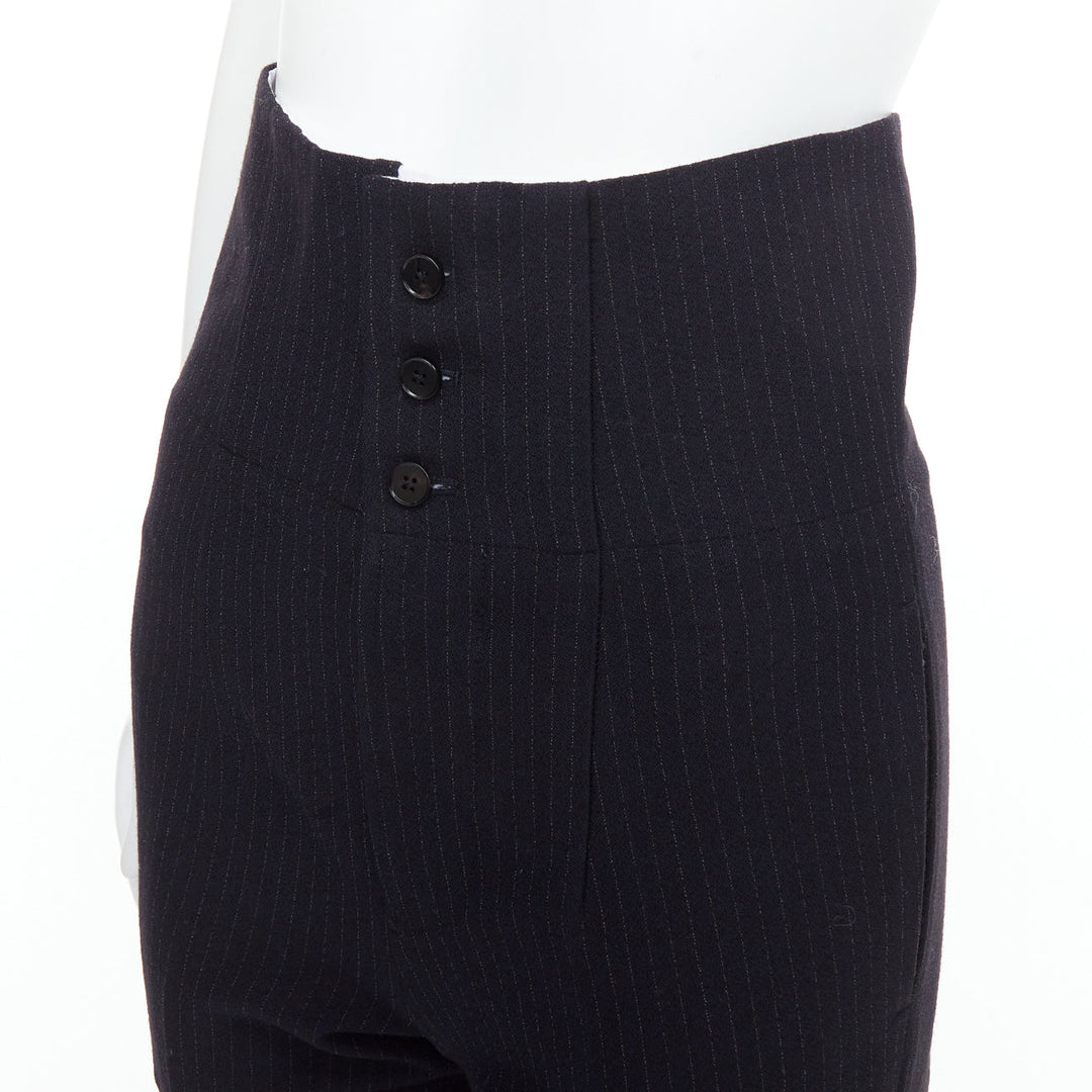 JOSEPH Yoyo navy wool blend crepe pinstripe high waisted pants FR34 XS