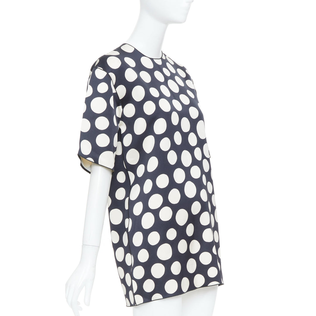 CELINE 2013 Runway Phoebe Philo polka dot silk wool oversized tunic top FR34 XS