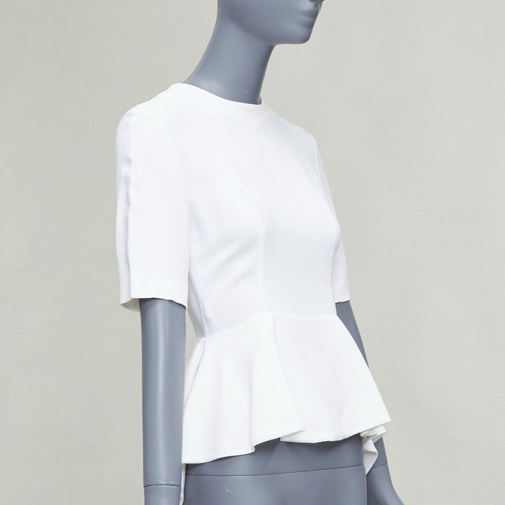 MIU MIU 2013 cream acetate blend peplum half sleeve top IT38 XS