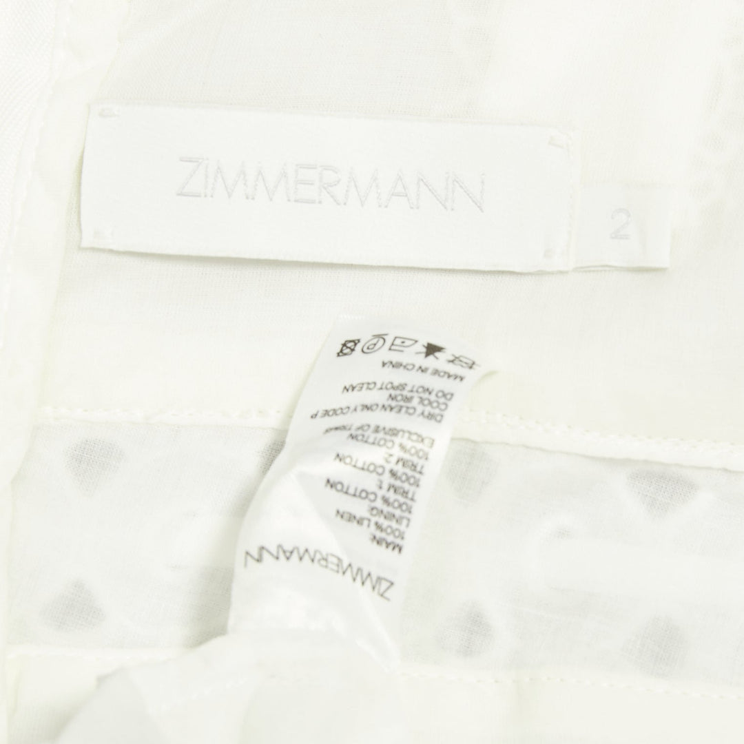 ZIMMERMANN white 100% linen embroidered anglais cotton sundress Sz.2 M