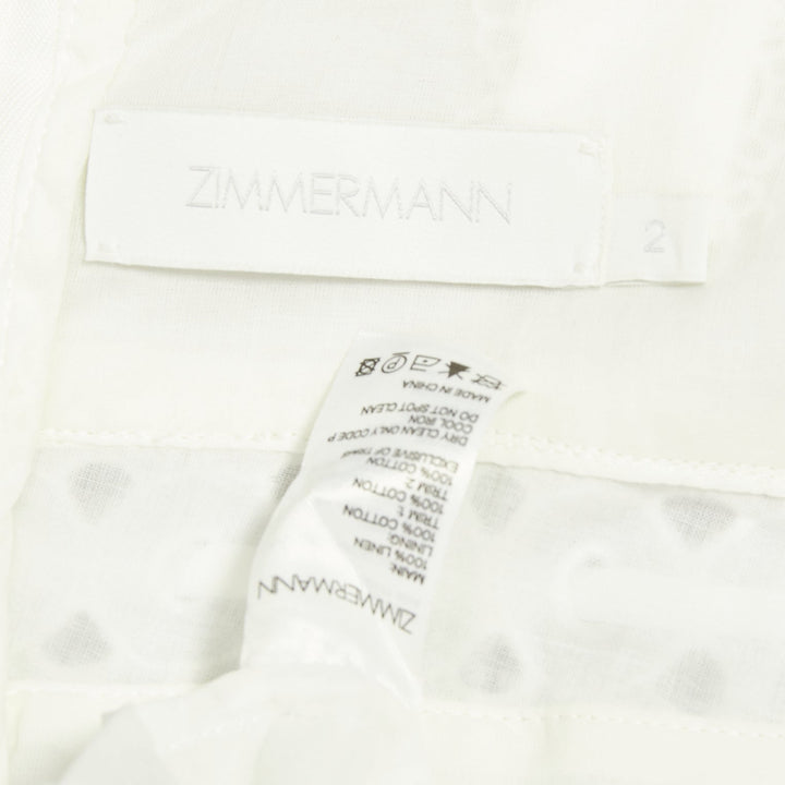 ZIMMERMANN white 100% linen embroidered anglais cotton sundress Sz.2 M