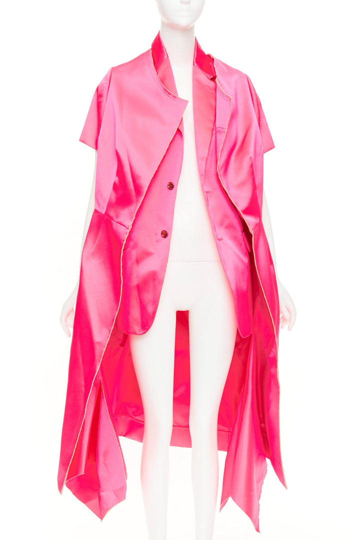 rare COMME DES GARCONS 2020 Runway fuschia pink structured satin layered coat S