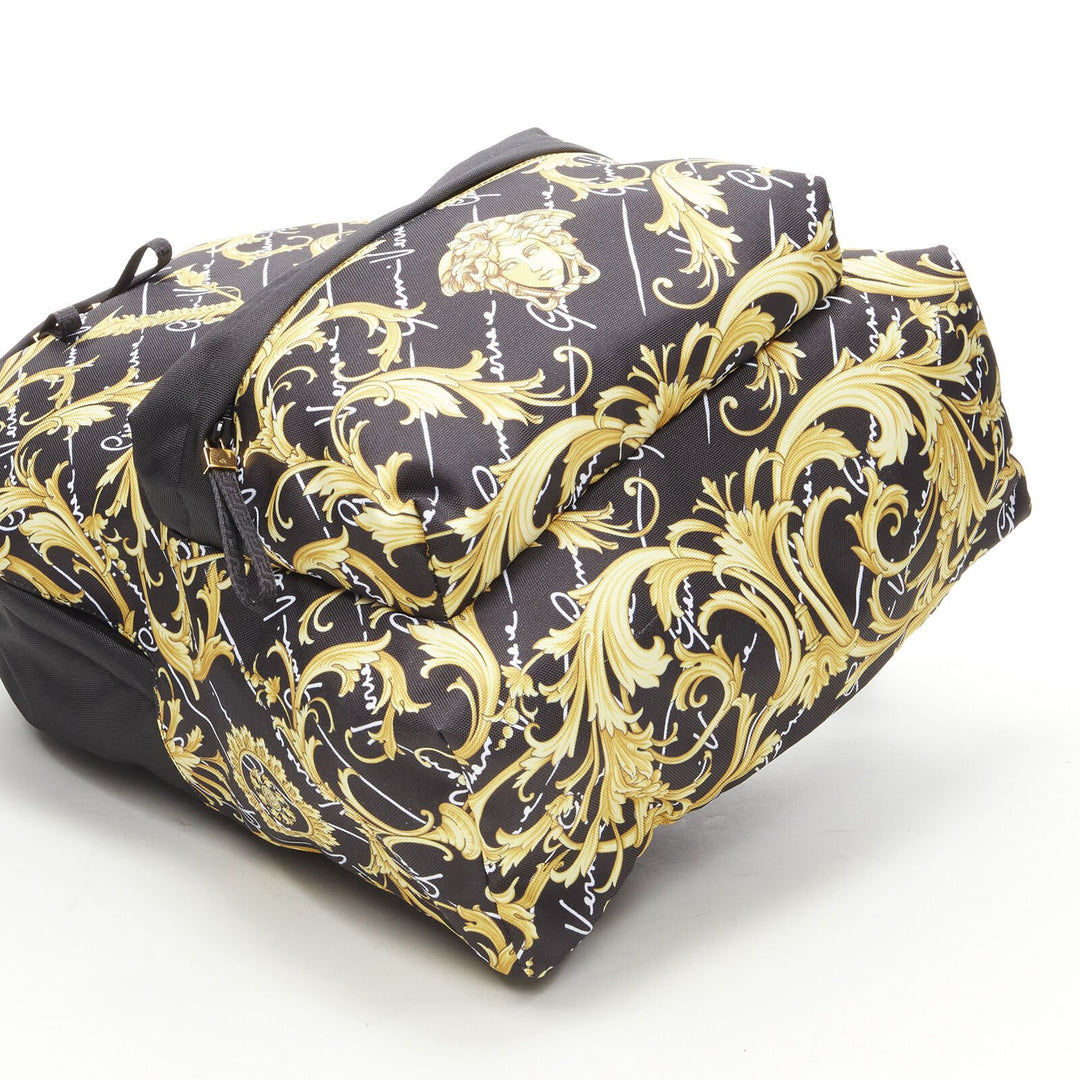 VERSACE Gianni Signature gold Barocco Virtus Medusa print nylon backpack bag