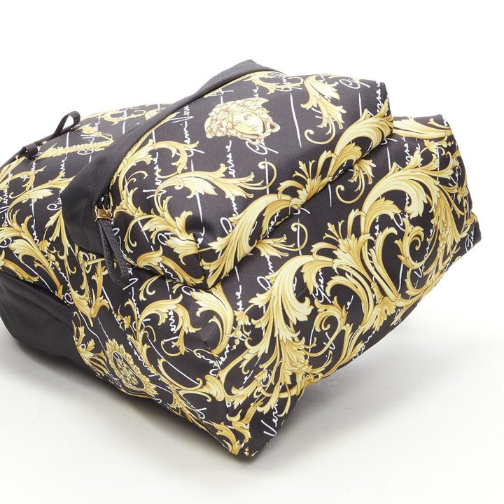 VERSACE Gianni Signature black gold Barocco Virtus Medusa nylon backpack bag