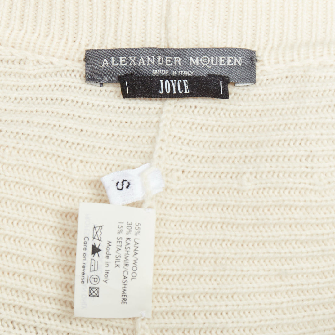 ALEXANDER MCQUEEN cream wool cashmere silk draped scoop neck sweater