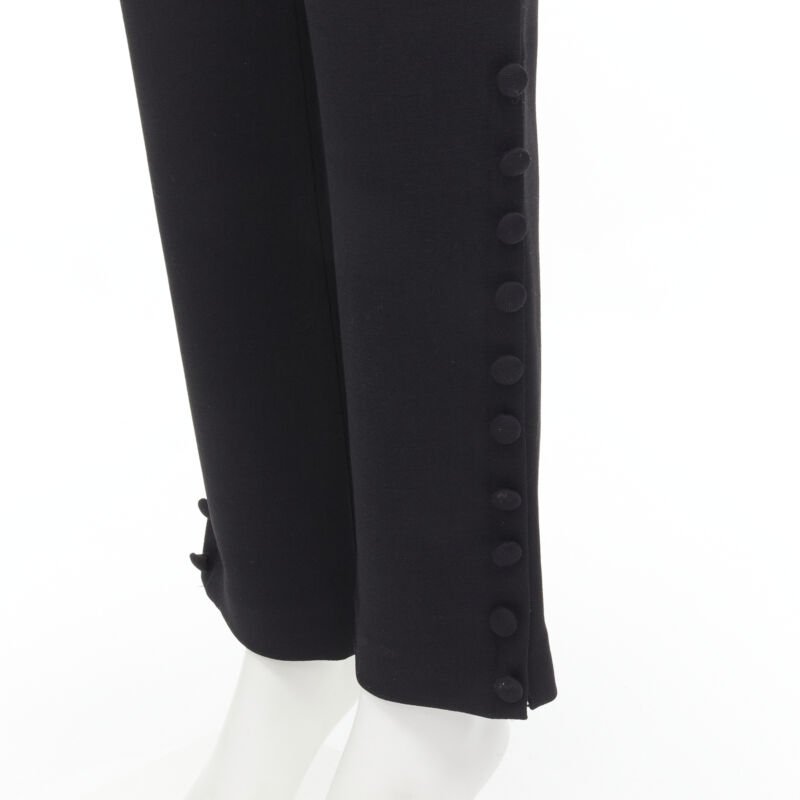 THE ROW black virgin wool button hem straight leg trousers pants US2 XS