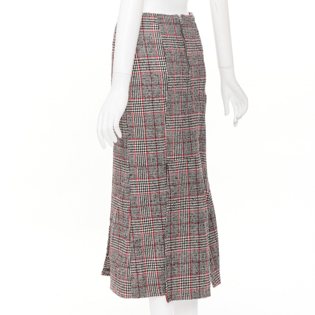 MCQ ALEXANDER MCQUEEN multicolor plaid checked tweed pleated midi skirt IT38