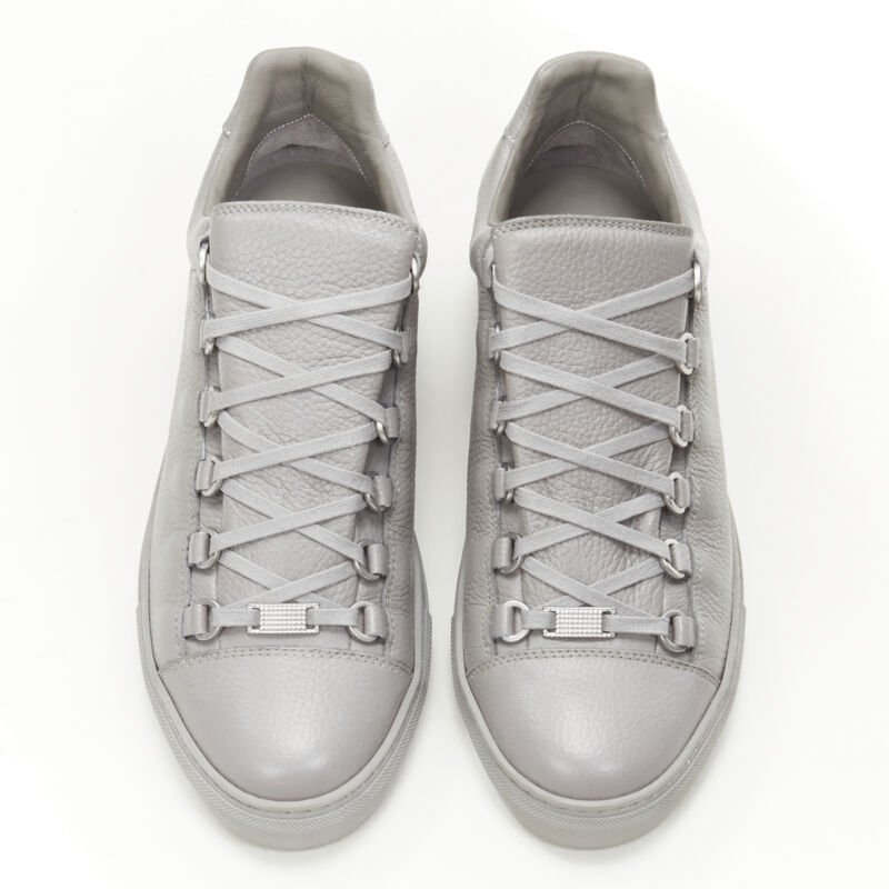 BALENCIAGA DEMNA Arena Pyrite Grey grained leather low sneakers EU45 US12