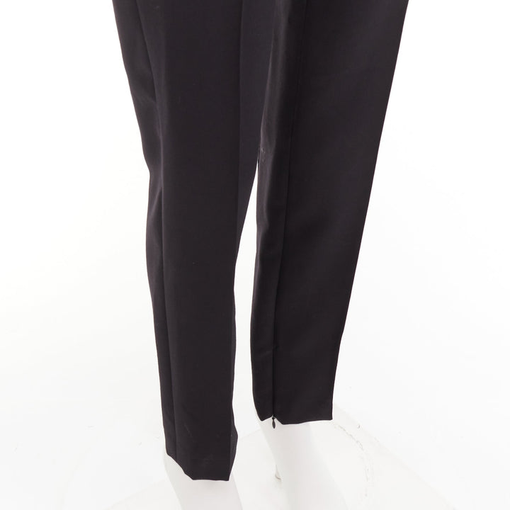ALEXANDRE VAUTHIER black 100% wool high waisted pleat front cropped pants FR36 M
