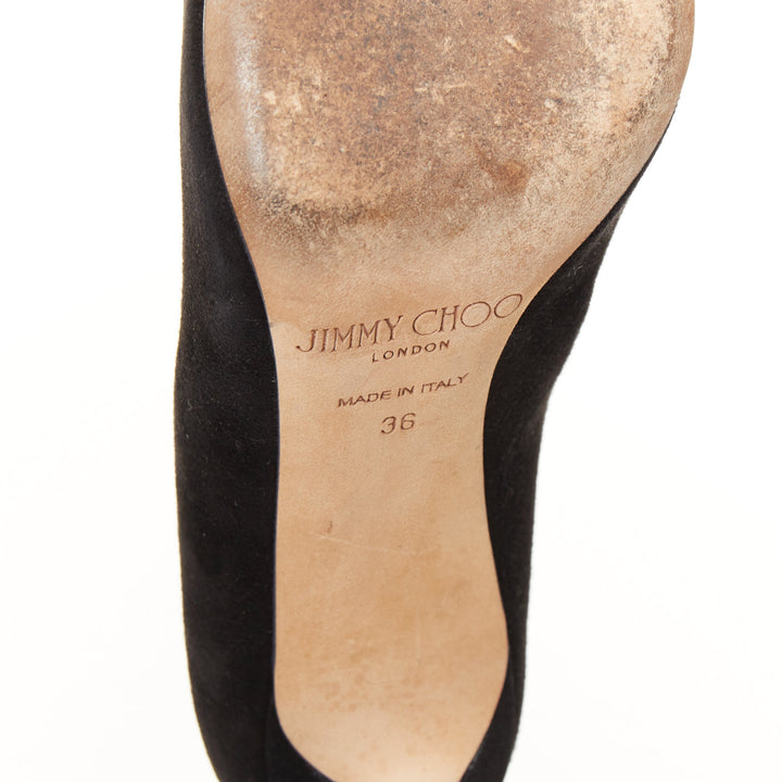 JIMMY CHOO Romy 100 classic black calf suede pointed toe stiletto pumps EU36 US6