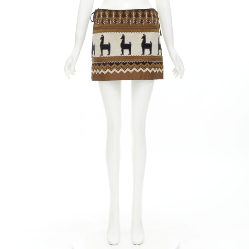 rare D&G DOLCE GABANNA Native American aboriginal aztec suede mini skirt S