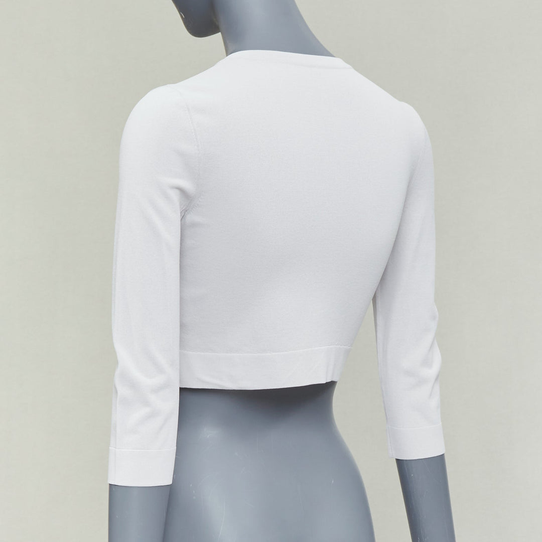 ALAIA lilac viscose blend crew neck small buttons cropped cardigan FR36 S