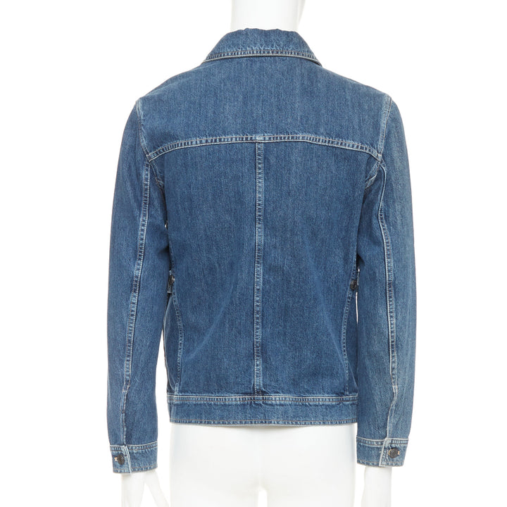 BOTTEGA VENETA blue washed denim patch pocket discreet logo chore jacket IT48 M