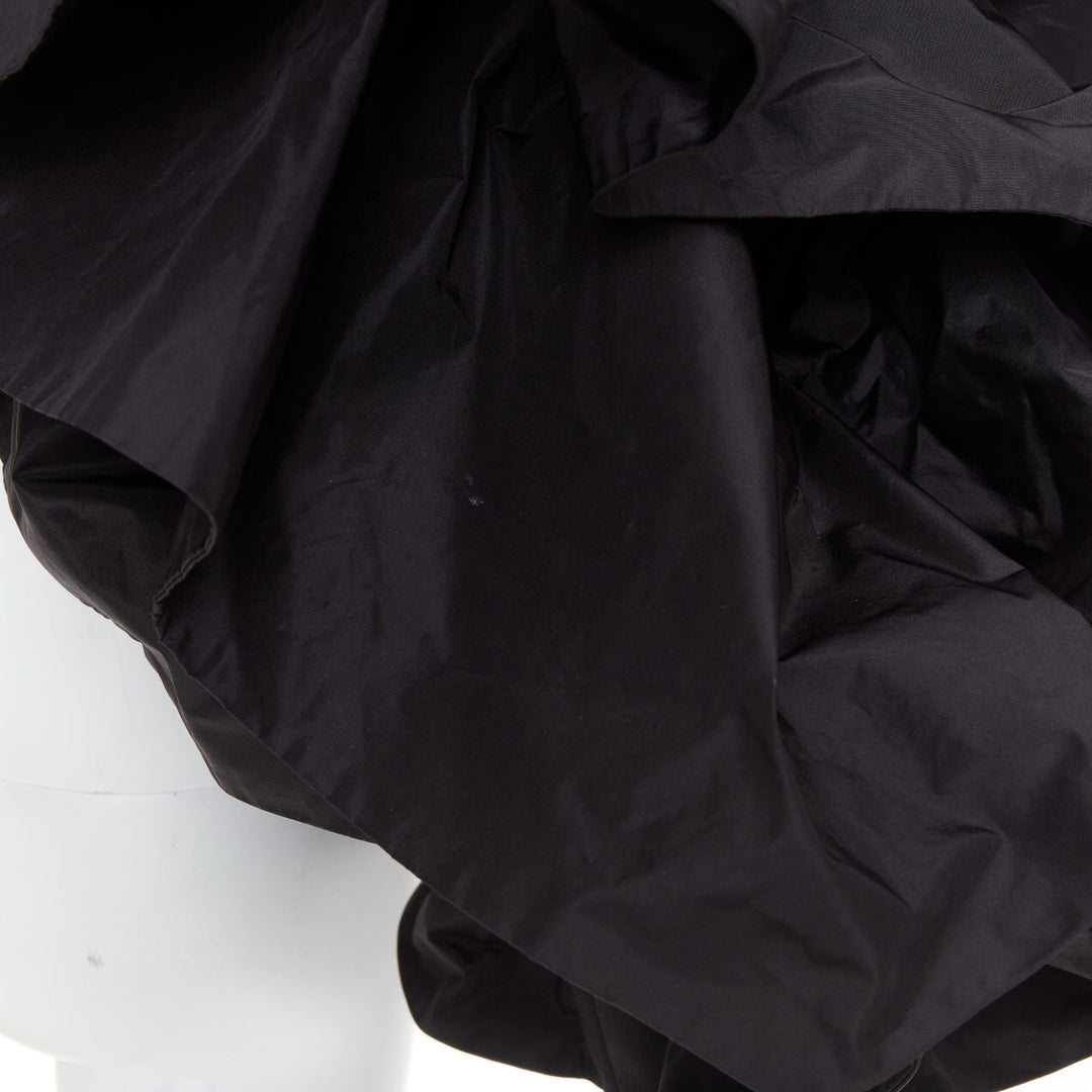 ALEXANDRE VAUTHIER black taffeta voluminous ruffle dramatic single sleeve XS