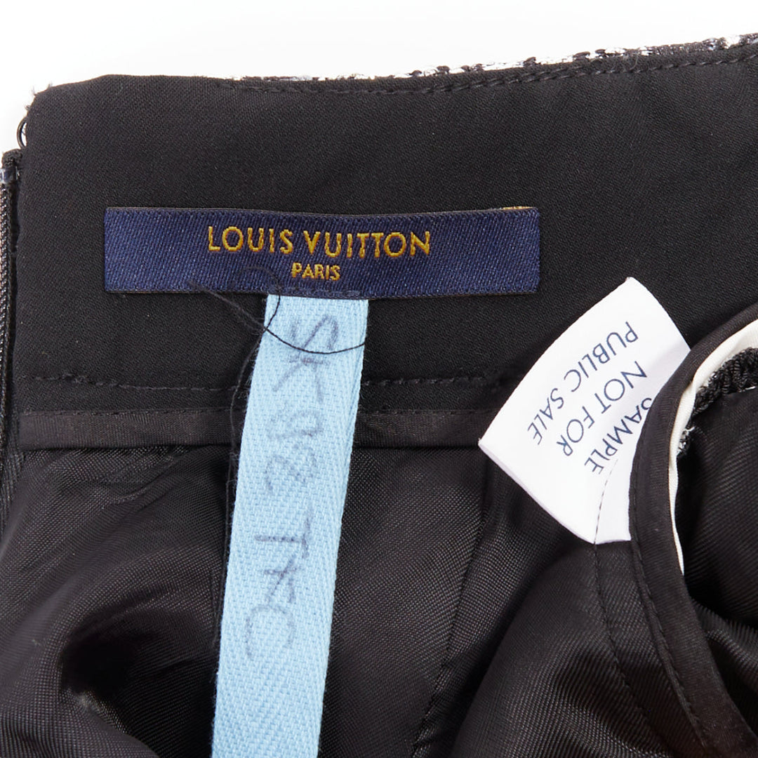 LOUIS VUITTON 2024 Runway cream black silver metallic jacquard asymmetric skirt