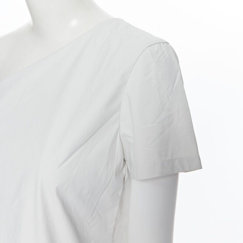 MAX MARA white coated cotton one shoulder asymmetric top S