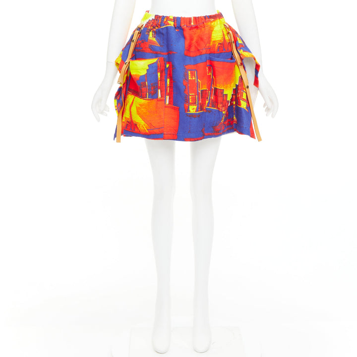 LOUIS VUITTON Salk Institute orange purple exaggerated pocket mini skirt FR34 XS