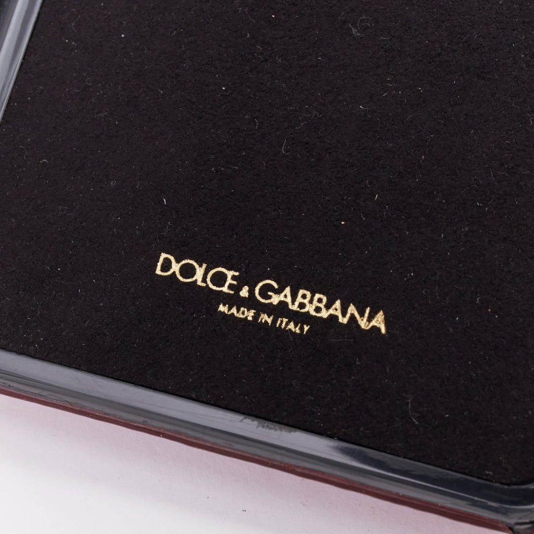 DOLCE GABBANA Iphone 6 red leather green yellow floral crystal cover case