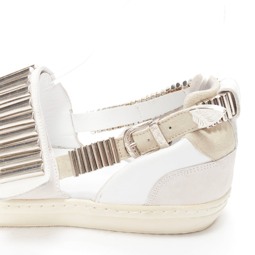 TOGA ARCHIVES 2022 white leather silver metal plate buckle sandals EU39