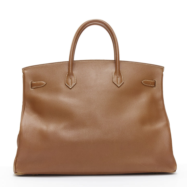 HERMES Birkin 40 Epsom brown leather gold hardware leather tote bag