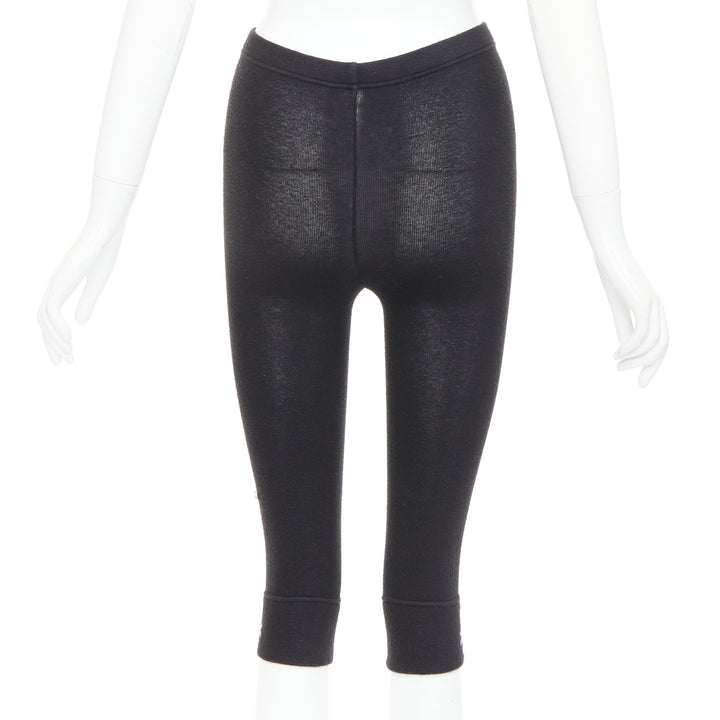 MASTERMIND JAPAN black  grey embroidered skull knit cropped legging IT38 XS