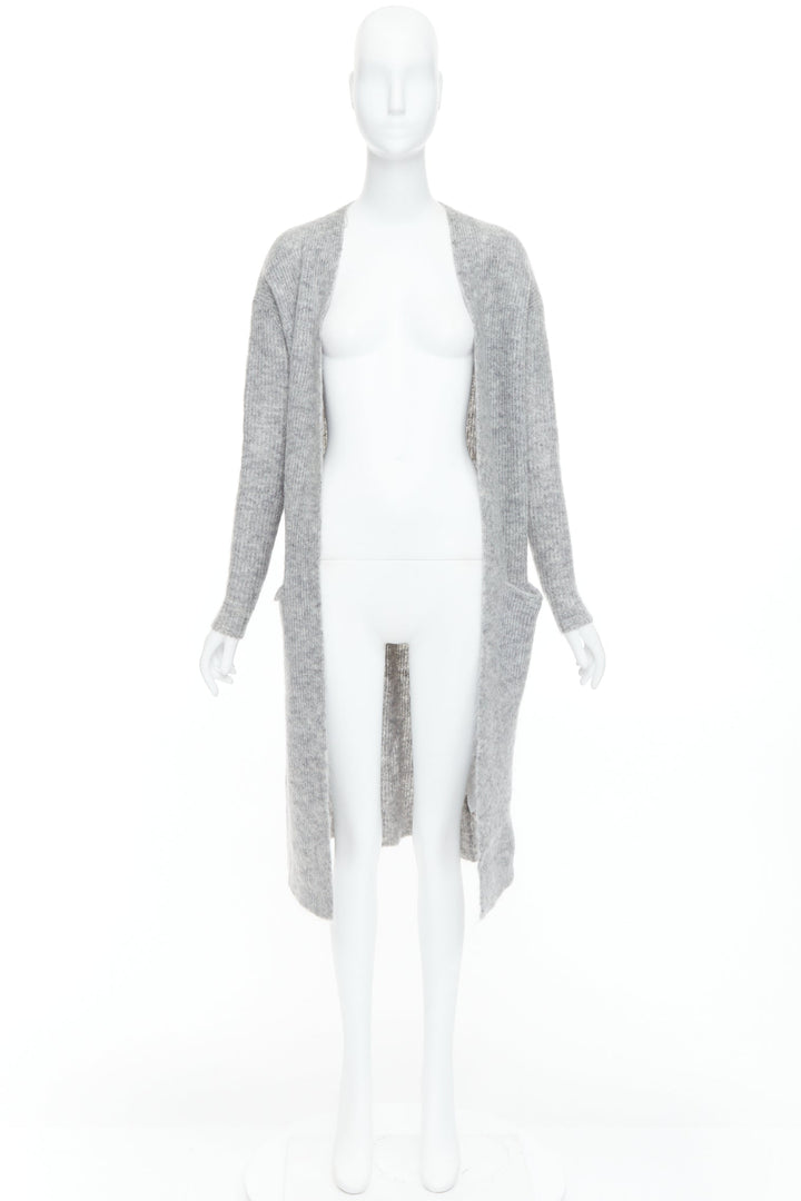 BY MALENE BIRGER grey wool mohair blend long knit cardigan sweater XS