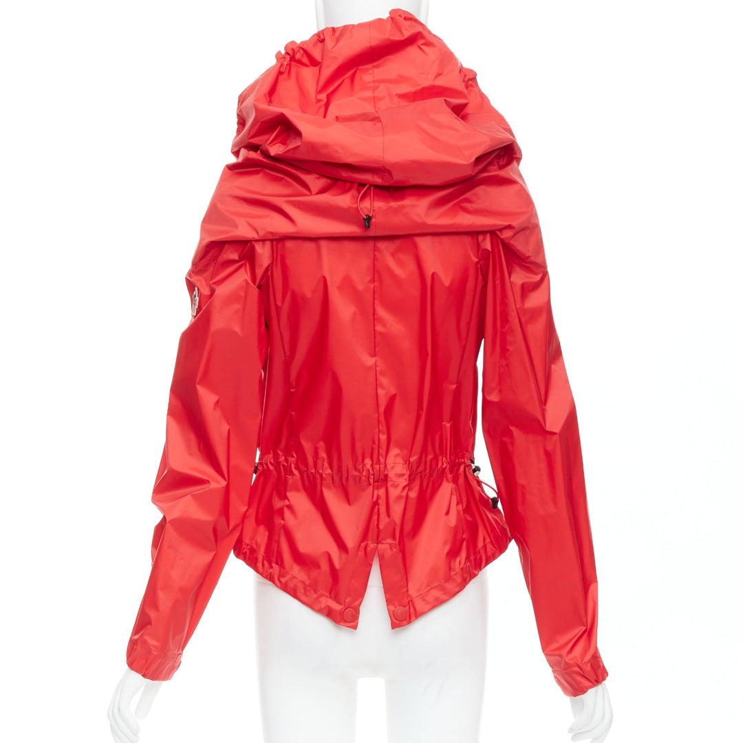 MONCLER Grenoble red oversized hood nylon windbreaker coat Sz0
