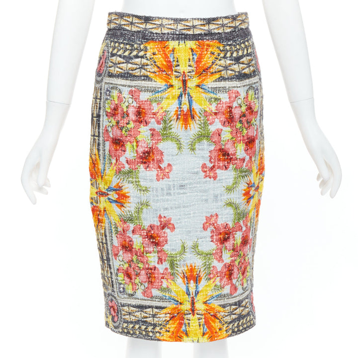 GIVENCHY Riccardo Tisci 2012 Birds of Paradise boucle tweed pencil skirt FR38 M