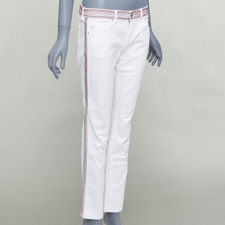 ISABEL MARANT ETOILE white denim red black stitch detail jeans FR38 M