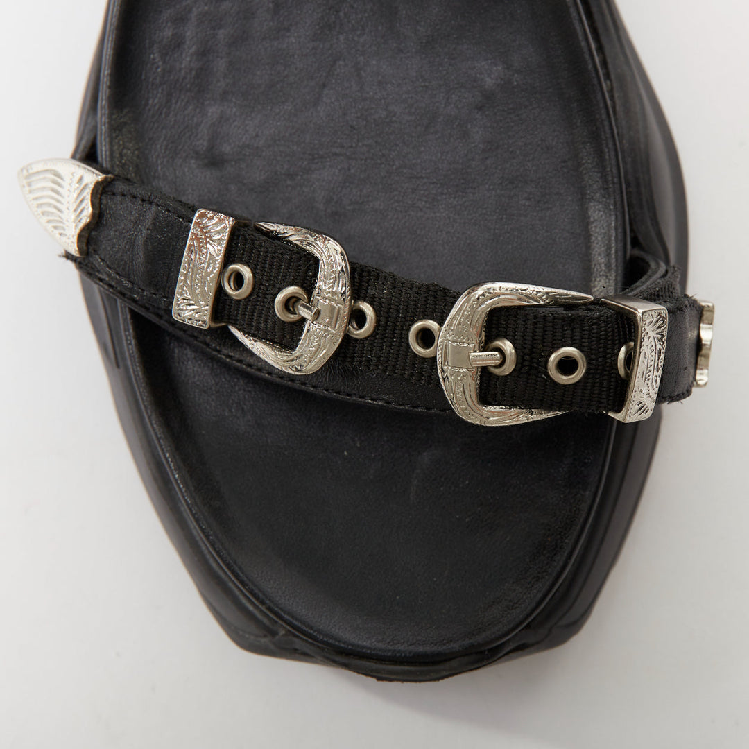 TOGA PULLA black leather strappy western buckle platform sandals EU39