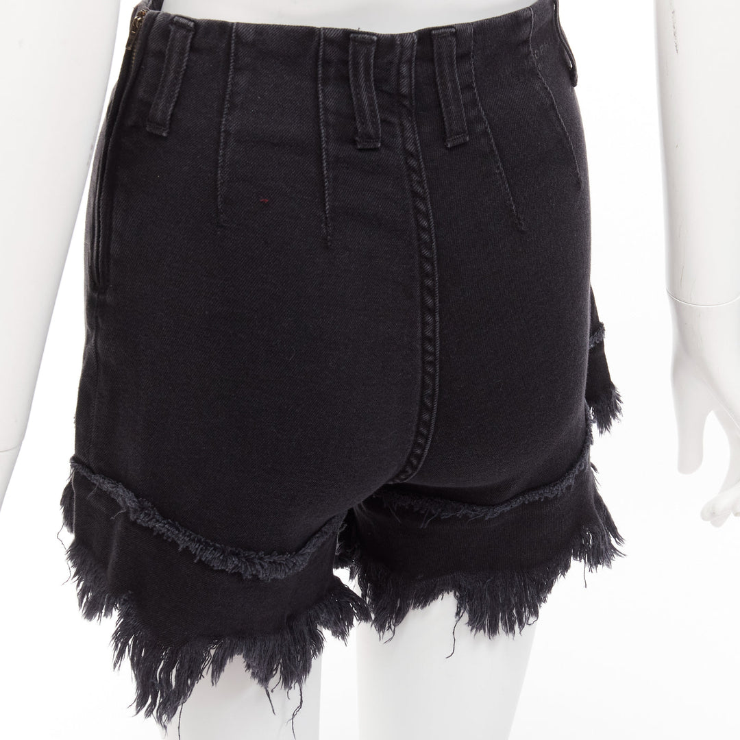 PHILOSOPHY black cotton blend high waist frayed hem flutter shorts IT38 XS