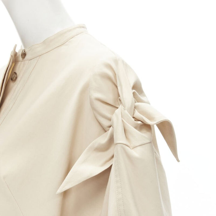 3.1 PHILLIP LIM beige cotton blend knot tie oversized cocoon dress US2 S