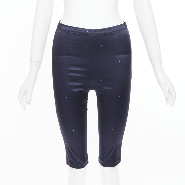 MAX & CO Trends navy blue crystal cotton blend bateau crop top capri set IT40 S