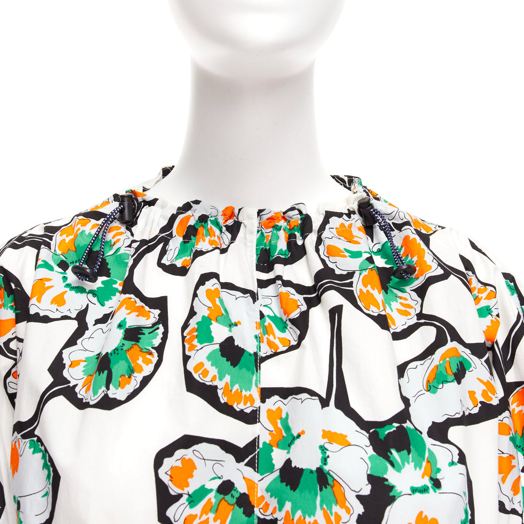 MARNI green orange floral print drawstring loop toggle shirt IT40 S