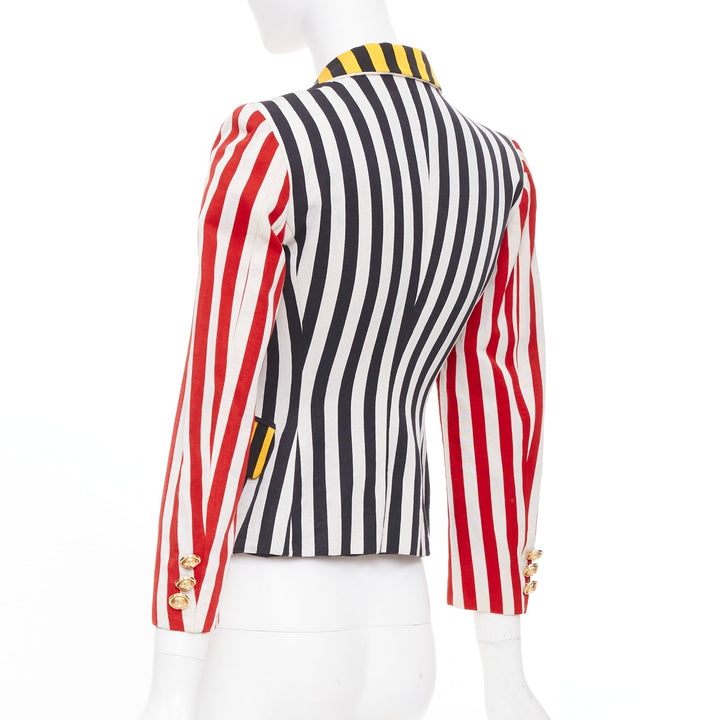 MOSCHINO Cheap & Chic Vintage striped cotton blend cropped blazer IT38 XS