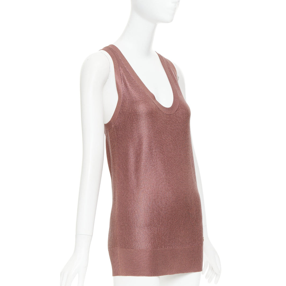 GUCCI metallic copper coated GG logo charm knit mini dress M