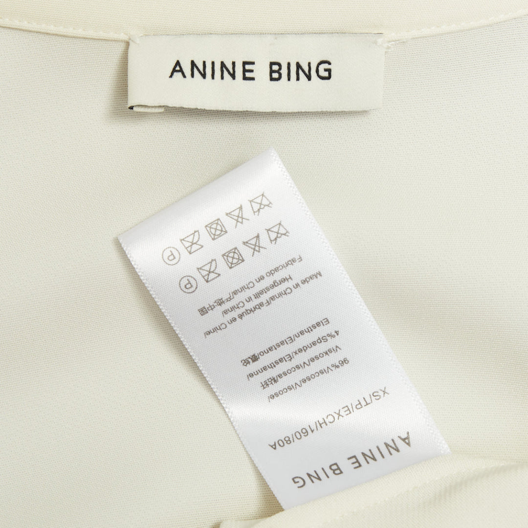 ANINE BING off white relaxed cuffed short sleeve viscose blend shirt XS